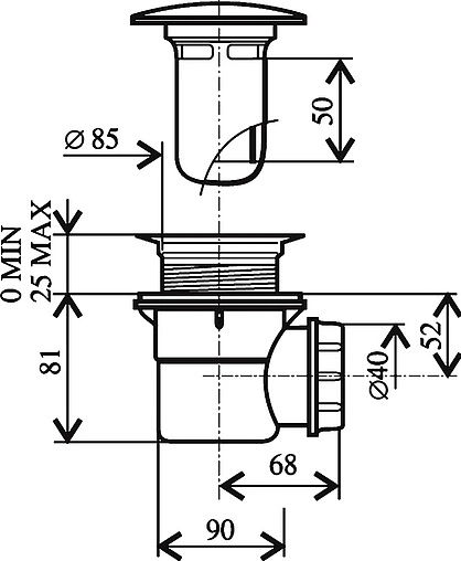 Сифон для душевого поддона Ravak Professional хром X01309 Сифон для душевого поддона Ravak Professional хром X01309