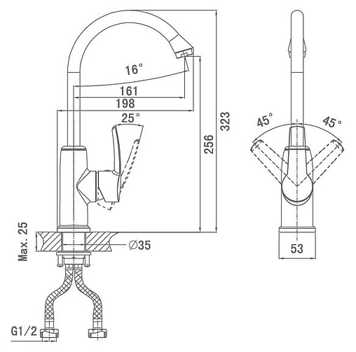 Смеситель для кухни D&amp;K Valerius Rhein хром DA1362401