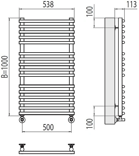Полотенцесушитель водяной лесенка Terminus Кремона П16 500х1000 полированная сталь 4670078530677