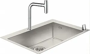 Мойка кухонная с встроенным смесителем Hansgrohe C71-F660-08 76x50 хром 43202000 Мойка кухонная с встроенным смесителем Hansgrohe C71-F660-08 76x50 хром 43202000, 1