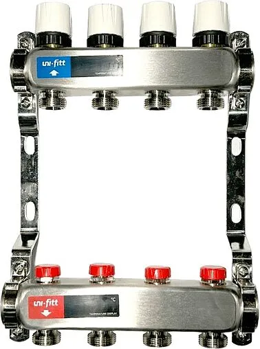 Группа коллекторная без расходомеров 4 отвода 1&quot;в/в x ¾&quot;ек Uni-fitt TECHNO 451W4304