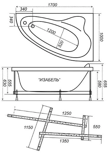 Ванна акриловая Triton Изабель 170x100 L Н0000020131