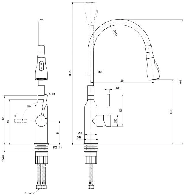 Смеситель для кухни Lemark Expert хром/чёрный LM5082S-Black