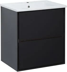 Тумба-умывальник подвесная Aquanet Милан 60 чёрный глянец 00269306+00254363, 1