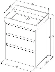 Тумба-умывальник напольная Aquanet Nova Lite 60 дуб рошелье 00302470+00242905 Тумба-умывальник напольная Aquanet Nova Lite 60 дуб рошелье 00302470+00242905, 2