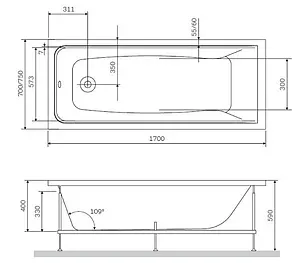Ванна акриловая Am.Pm Gem 170x70 W90A-170-070W-A Ванна акриловая Am.Pm Gem 170x70 W90A-170-070W-A, 2