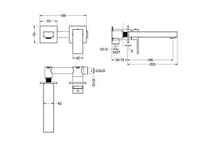 Смеситель для раковины из стены Aquatek Либра чёрный матовый AQ1613MB, 2