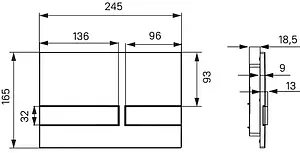 Клавиша смыва для унитаза IDDIS Unifix UNI06MBi77 черный матовый, 2