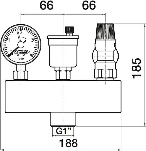 Группа безопасности котла до 200 кВт 1&quot; 3 бар WATTS KSG 30/25M-ISO 10005205