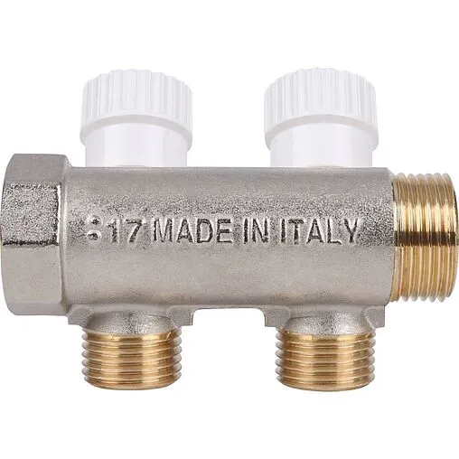 Коллектор регулирующий проходной 2 отвода ¾"в/н x ½"к Stout SMB 6851 341202 Коллектор регулирующий проходной 2 отвода ¾"в/н x ½"к Stout SMB 6851 341202