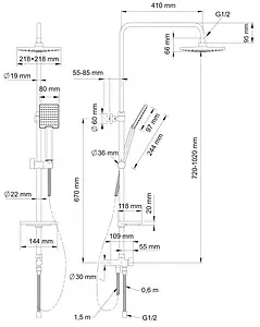 Душевая система без смесителя Swedbe Calypso хром 5065, 2