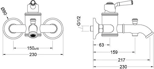 Смеситель для ванны Aquatek Классик полированное золото AQ1540PG