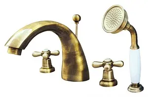 Смеситель на борт ванны на 4 отверстия Rav Slezak Morava retro бронза/белый MK169.5SSM, 1