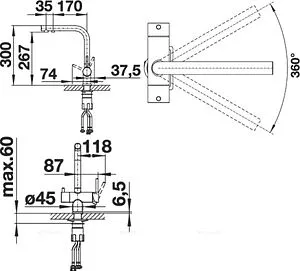Смеситель для кухни с подключением к фильтру Blanco Fontas II нержавеющая сталь 525138 Смеситель для кухни с подключением к фильтру Blanco Fontas II нержавеющая сталь 525138, 2