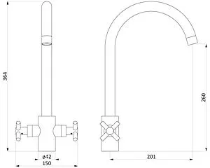 Смеситель для кухни Damixa Neo Classic графит 270000000 Смеситель для кухни Damixa Neo Classic графит 270000000, 2