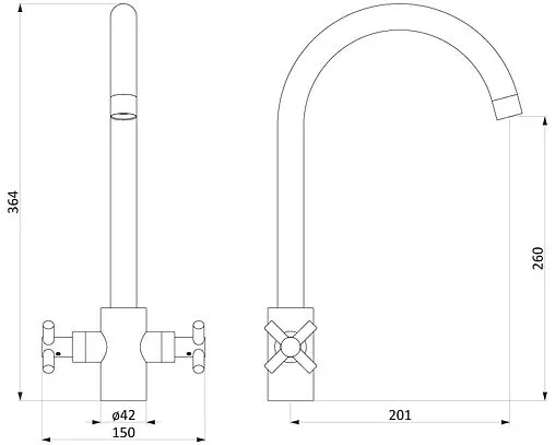 Смеситель для кухни Damixa Neo Classic графит 270000000 Смеситель для кухни Damixa Neo Classic графит 270000000