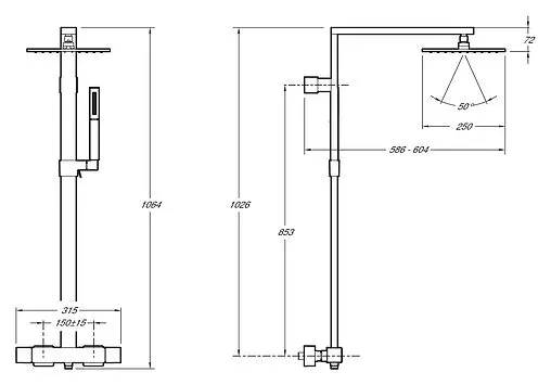 Душевая система с термостатом для душа Jacob Delafon Strayt хром E98321-CP