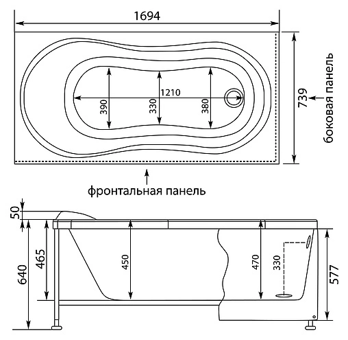Ванна акриловая Aquanet Corsica 170x75 00203929