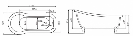 Ванна акриловая отдельностоящая BelBagno 170x73 BB20-1700