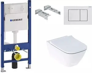 Комплект 5 в 1 Geberit Smyle Square Rimfree 500.153.37.1 с кнопкой Delta 30 115.137.11.1 белый глянцевый Комплект 5 в 1 Geberit Smyle Square Rimfree 500.153.37.1 с кнопкой Delta 30 115.137.11.1 белый глянцевый, 1