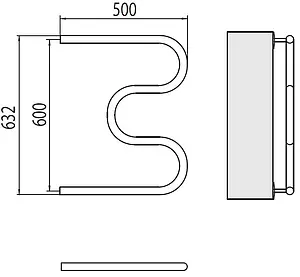 Полотенцесушитель водяной Terminus М-образный AISI 1&quot; БШ 600х500 полированная сталь 4620768881411, 2