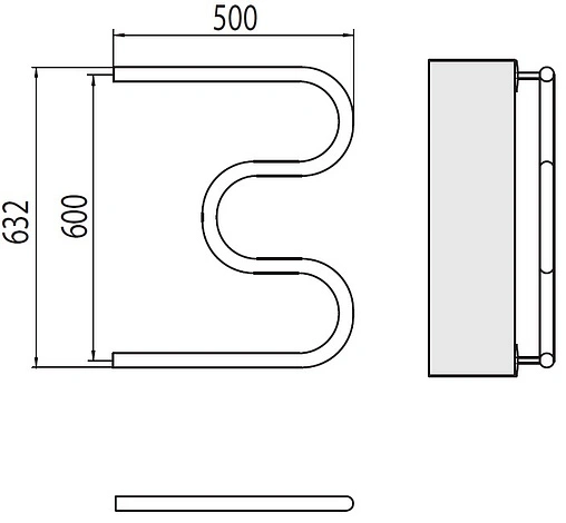 Полотенцесушитель водяной Terminus М-образный AISI 1&quot; БШ 600х500 полированная сталь 4620768881411