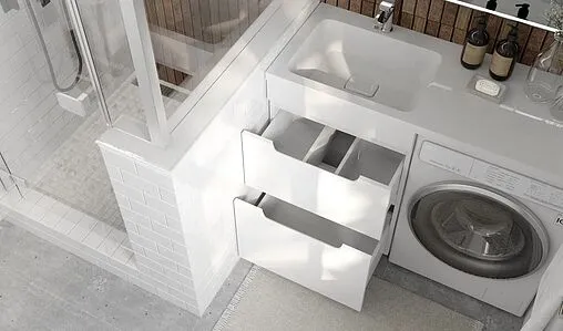 Тумба-умывальник напольная над стиральной машиной Raval Forte 120 L белый For.01.120.L/N/W+4627173210027