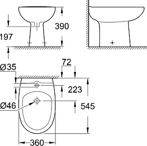 Биде напольное Grohe Bau Ceramic белый 39432000 Биде напольное Grohe Bau Ceramic белый 39432000, 2