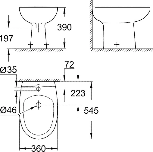 Биде напольное Grohe Bau Ceramic белый 39432000