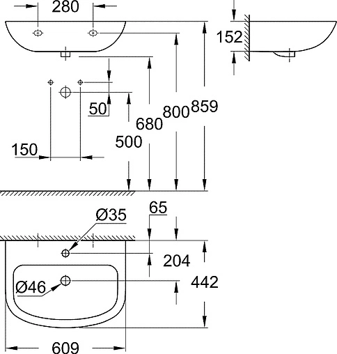 Раковина Grohe Bau Ceramic 60 белый 39421000