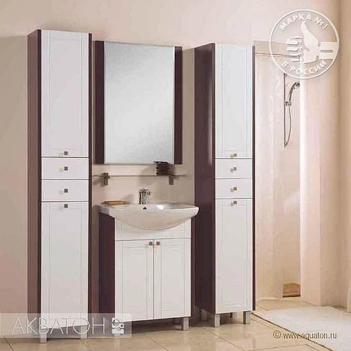 Тумба под умывальник напольная Aquaton Альпина 65 белый/венге 1A133401AL500
