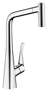 Смеситель для кухни с выдвижным изливом Hansgrohe Metris M71 320 2jet хром 14820000 Смеситель для кухни с выдвижным изливом Hansgrohe Metris M71 320 2jet хром 14820000, 1