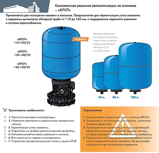 Комплексное решение Джилекс Крот для скважины 110-130/32 50л