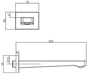Излив для скрытого монтажа Villeroy&Boch Architectura Square хром TVT12500200061, 2