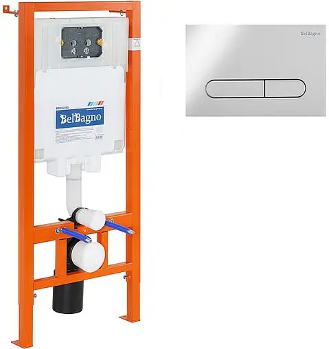 Комплект 5 в 1 BelBagno Sfera-R BB046CHR/BB2111SC/BB002-80/BB005-PR-CHROME с кнопкой хром глянцевый