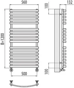 Полотенцесушитель водяной лесенка Terminus Капри П17 500х1200 полированная сталь 4670078530653, 2