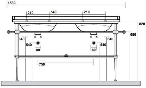 Консоль Kerasan Waldorf 158 хром 9195K1cr