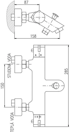 Термостат для ванны Rav Slezak матовый черный/хром TRM54.5CMATC