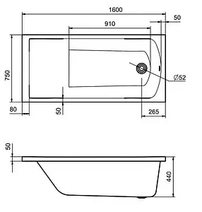 Ванна акриловая Santek Фиджи 160x75 1WH501597 Ванна акриловая Santek Фиджи 160x75 1WH501597, 2
