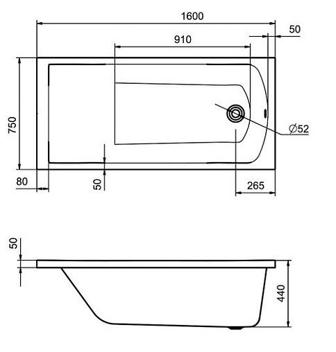 Ванна акриловая Santek Фиджи 160x75 1WH501597
