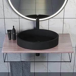 Консоль с умывальником подвесная Uperwood UPD Tanos 90 бук светлый/чёрный матовый 2910210407 Консоль с умывальником подвесная Uperwood UPD Tanos 90 бук светлый/чёрный матовый 2910210407, 4