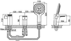 Смеситель на борт ванны на 3 отверстия D&K Berlin Technische чёрный/хром DA1434215, 2
