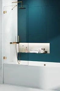 Шторка на ванну 800мм прозрачное стекло Radaway Essenza Pro Gold PNJ 80 10101080-09-01, 1