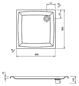 Поддон для душа Ravak Perseus-90 LA A027701210, 3