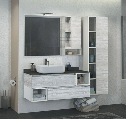 Тумба-умывальник подвесная Comforty Прага 120 дуб белый/серый 00004136269CF