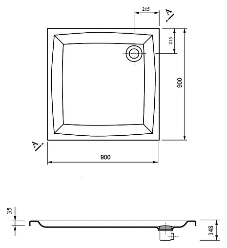 Поддон для душа Ravak Perseus-90 LA A027701210