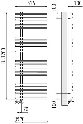 Полотенцесушитель водяной лесенка Terminus Астра П24 70х1200 полированная сталь 4670078530509