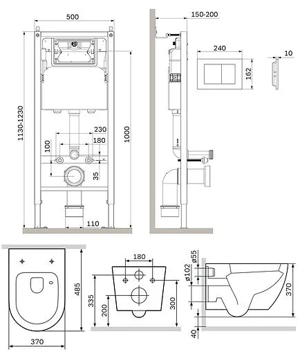 Комплект 6 в 1 Am.Pm Like Aquaspin IS90251.801900 с кнопкой хром глянцевый