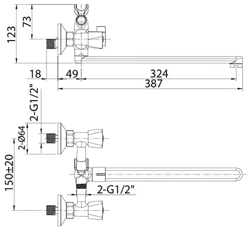 Смеситель для ванны с длинным изливом Milardo Tring хром TRISBL2M10 Смеситель для ванны с длинным изливом Milardo Tring хром TRISBL2M10