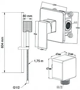 Смеситель для душа скрытого монтажа Swedbe Platta хром 5533, 2